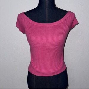 Full Tilt Pink Ribbed Knit Top